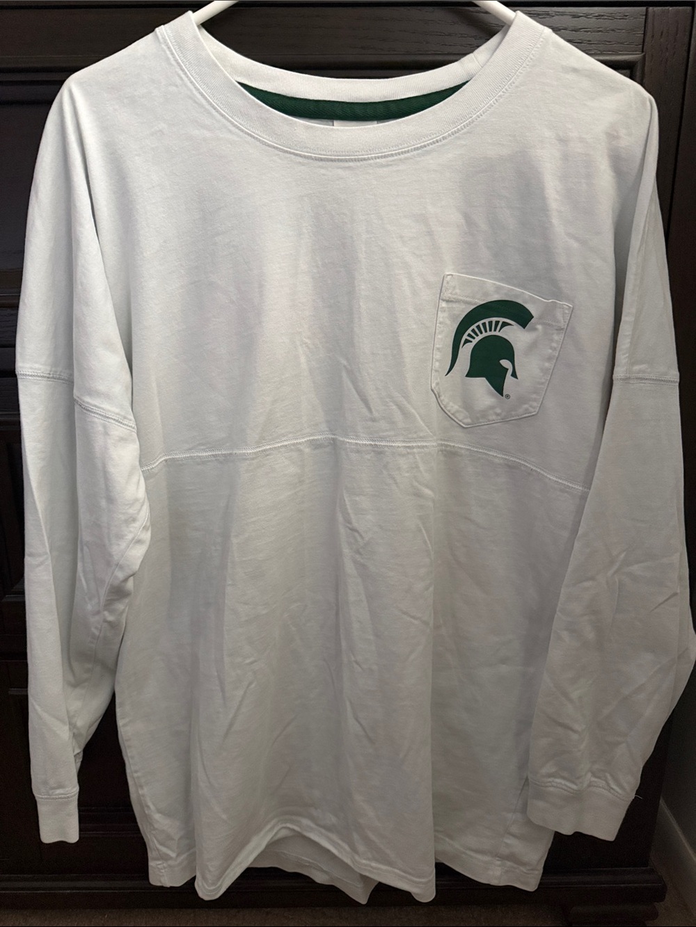 PINK Victoria’s Secret Michigan State Spartan White Long-Sleeve Spirit Jersey